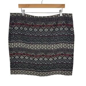J Jill Womens Aztec Pencil Skirt‎ Size Large Festival Career Office Boho Chic